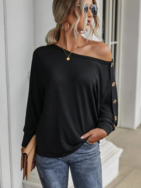 New Simple and Comfortable Button Long Sleeve T-Shirt