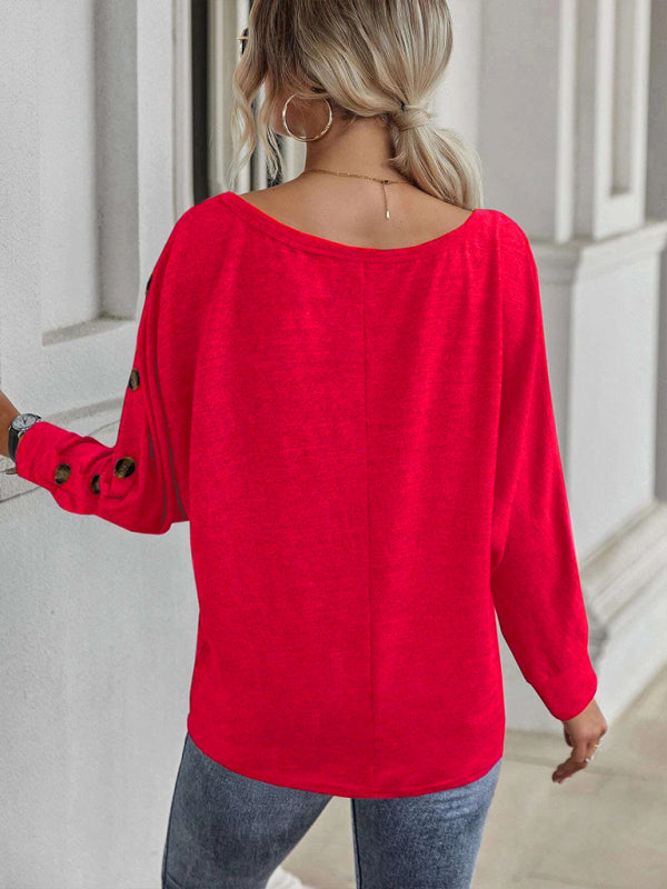 New Simple and Comfortable Button Long Sleeve T-Shirt