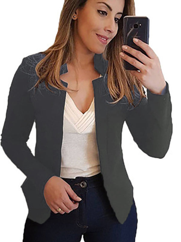 Small suit long sleeve solid color cardigan jacket top