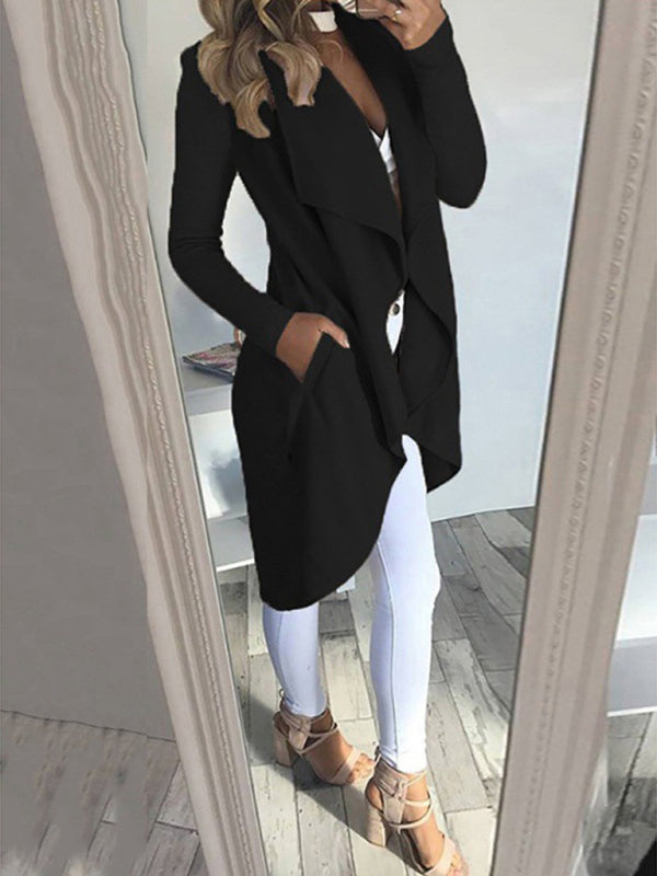 Women's solid color slim fit lapel jacket