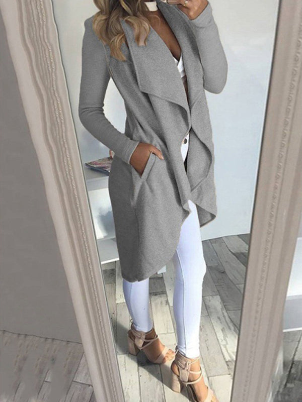 Women's solid color slim fit lapel jacket