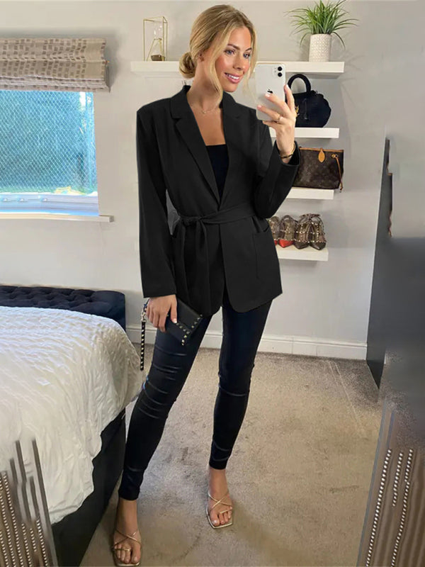 New Women's Solid Color Double Pocket Blazer