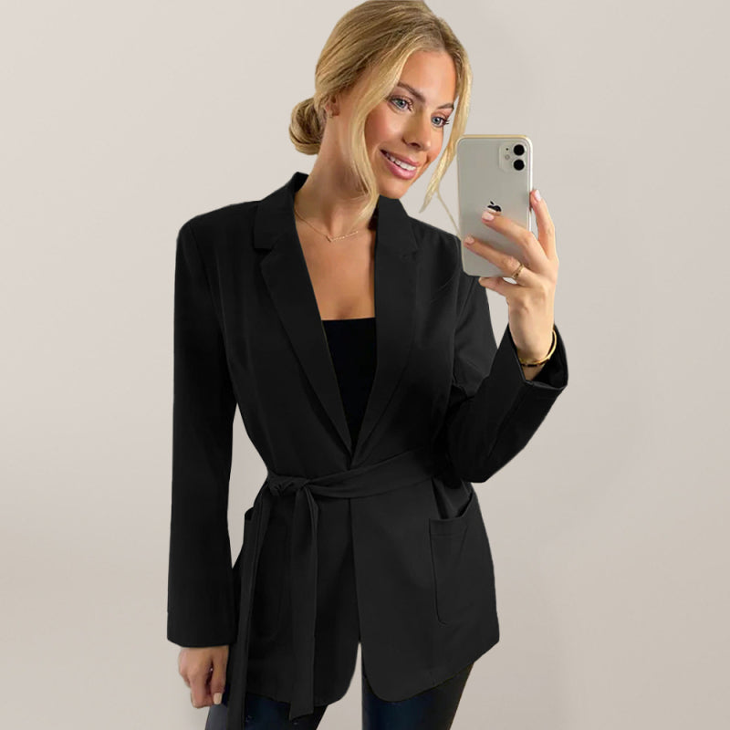 New Women's Solid Color Double Pocket Blazer