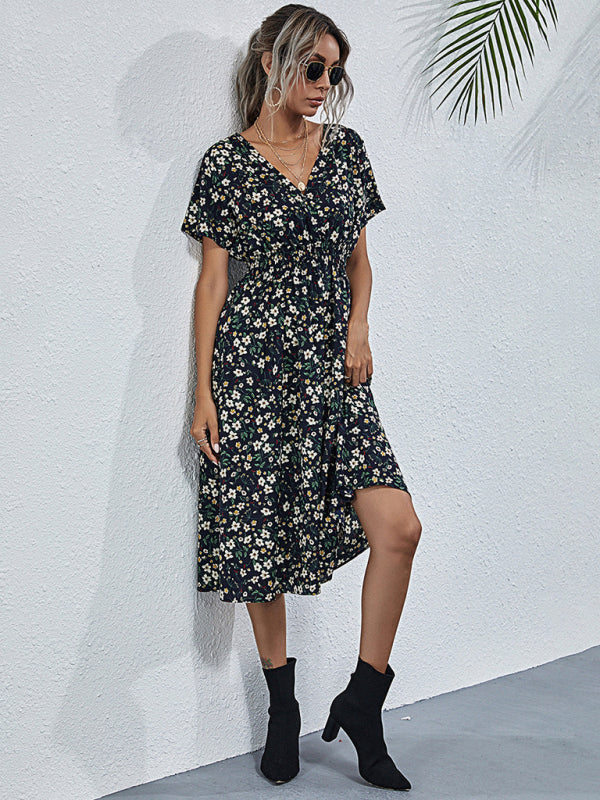 Casual Summer Bohemian Print Square Neck Dress