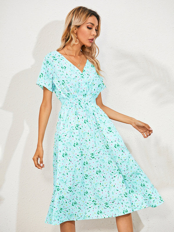 Casual Summer Bohemian Print Square Neck Dress