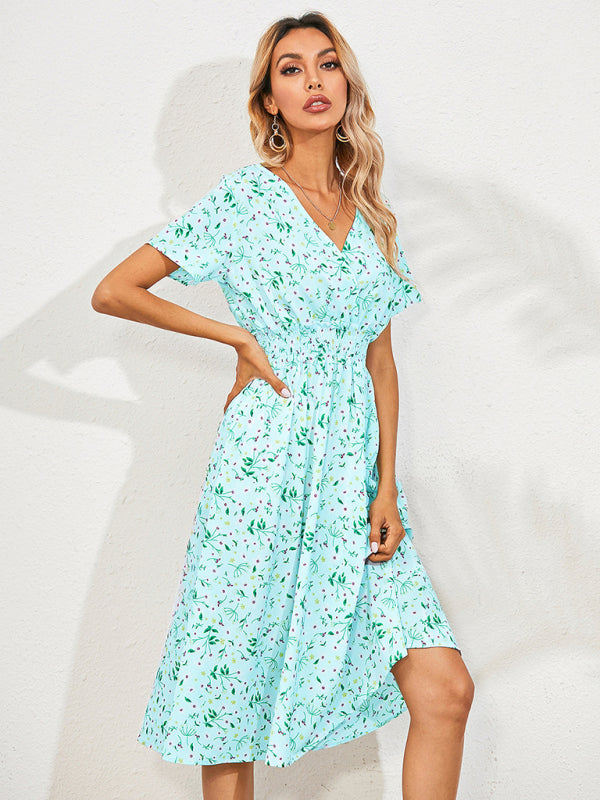 Casual Summer Bohemian Print Square Neck Dress