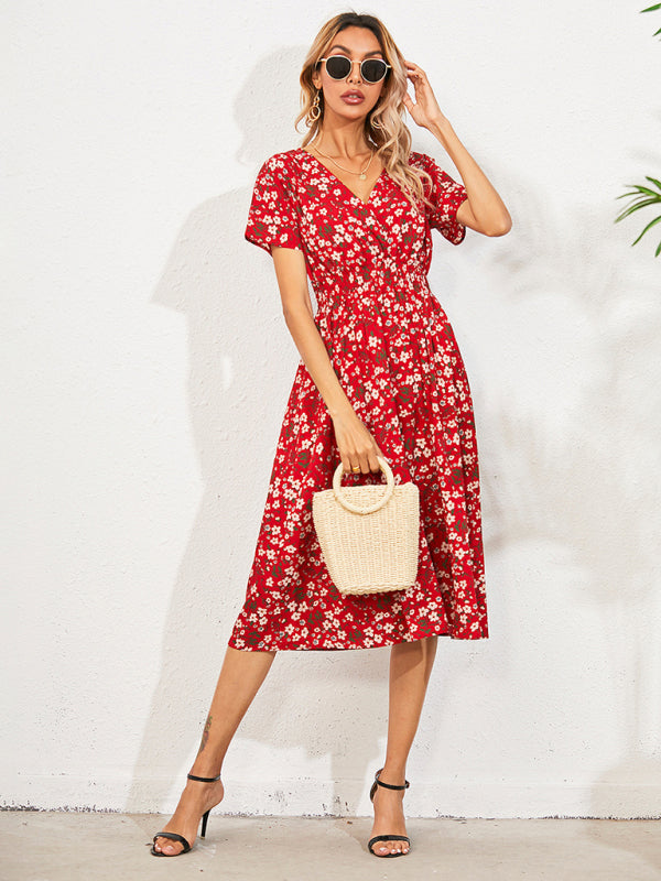 Casual Summer Bohemian Print Square Neck Dress