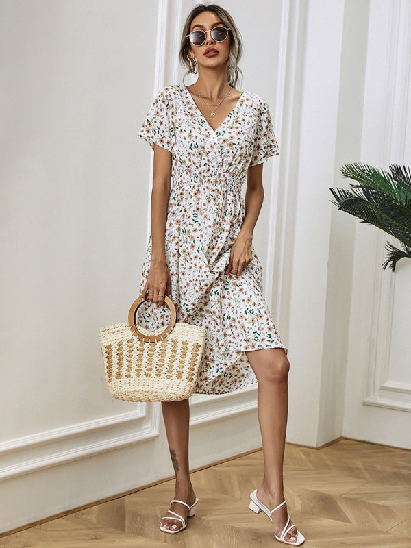 Casual Summer Bohemian Print Square Neck Dress