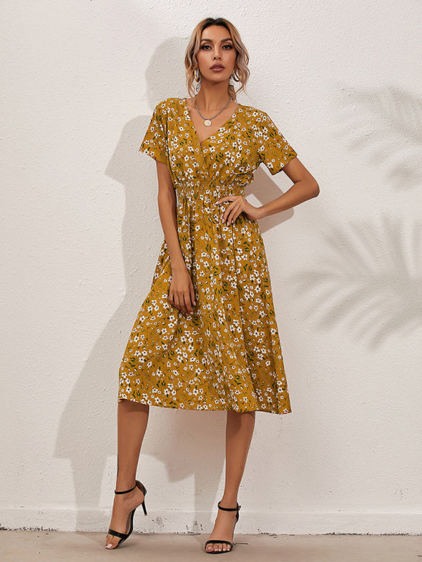 Casual Summer Bohemian Print Square Neck Dress