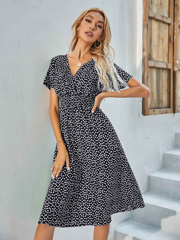 Women's Floral V-Neck Casual Midi Dress