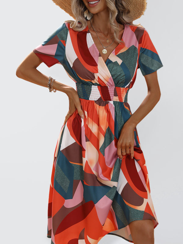 Geometric Print Vacation Midi Dress