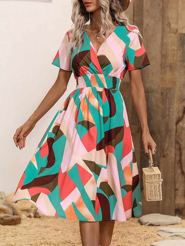 Geometric Print Vacation Midi Dress