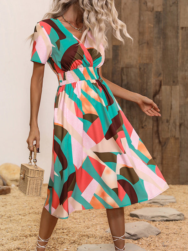 Geometric Print Vacation Midi Dress