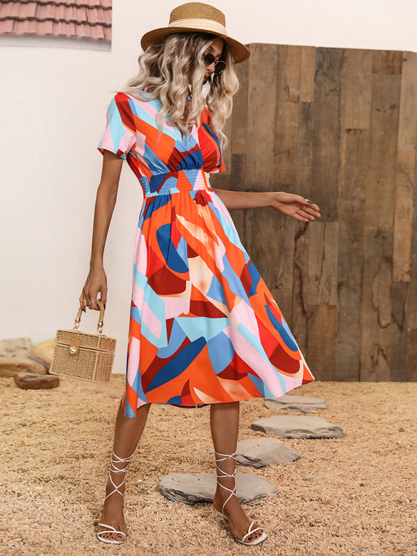 Geometric Print Vacation Midi Dress