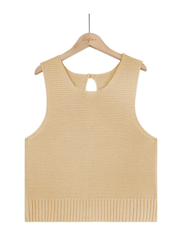 Women's Solid Color Casual Knit Button Vest