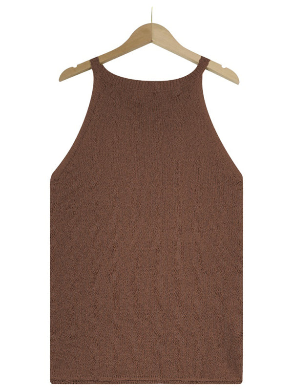 Women's Solid Color Loose Halter Knit Vest