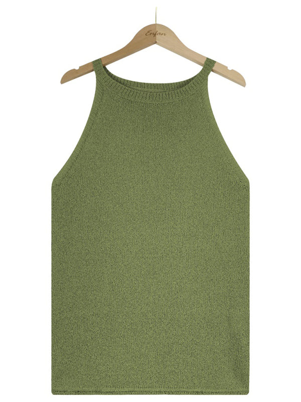 Women's Solid Color Loose Halter Knit Vest