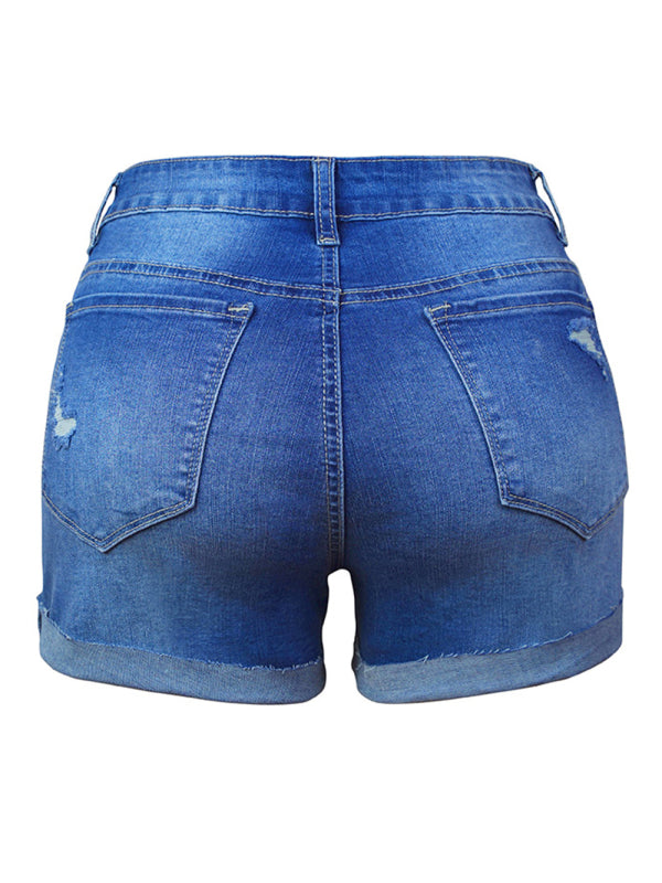 Women's Stretch Ripped Denim Shorts