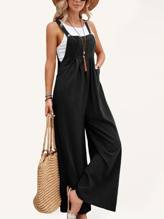 Women's Solid Color Casual Bib Trousers