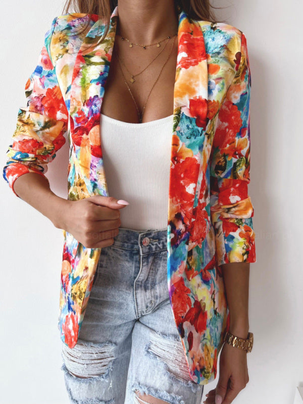 Fashion print spring coat Casual small suit