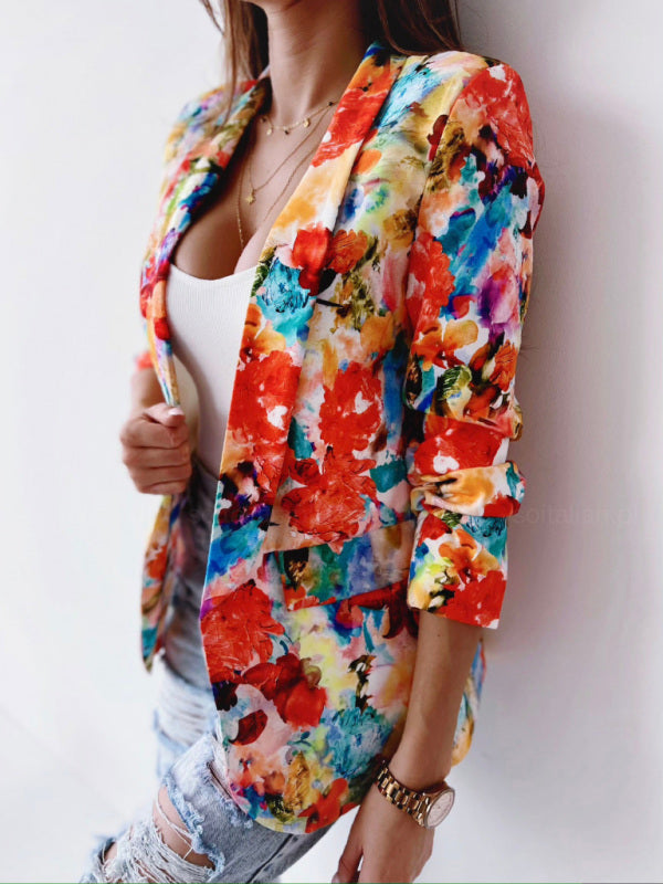 Fashion print spring coat Casual small suit