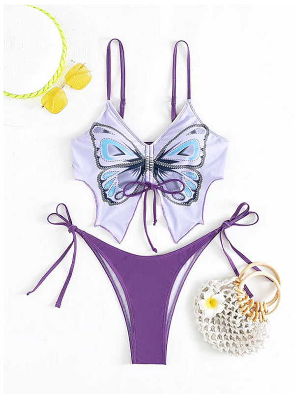 Women's Butterfly Print Bikini Two-Piece Set