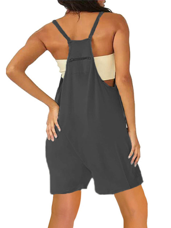 Zipper Pocket Suspenders Jumpsuit Overalls