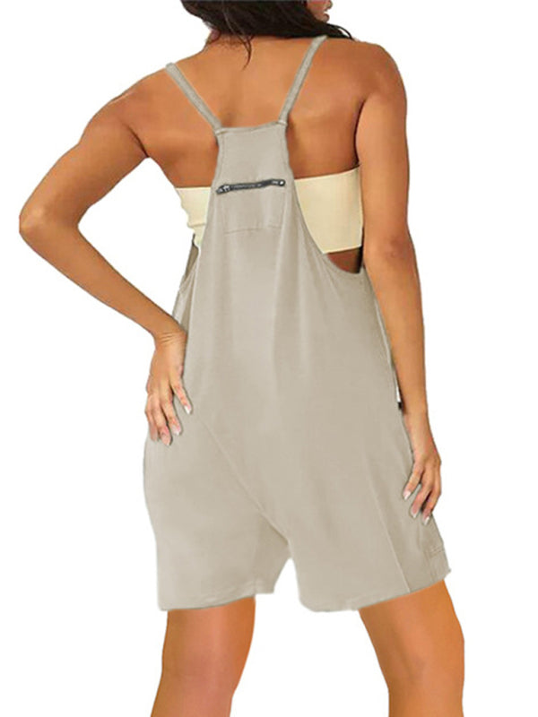 Zipper Pocket Suspenders Jumpsuit Overalls