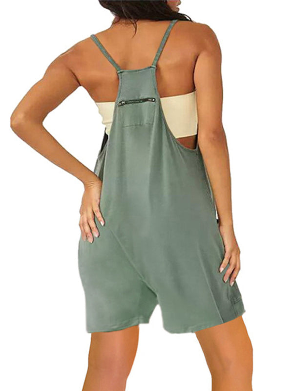 Zipper Pocket Suspenders Jumpsuit Overalls