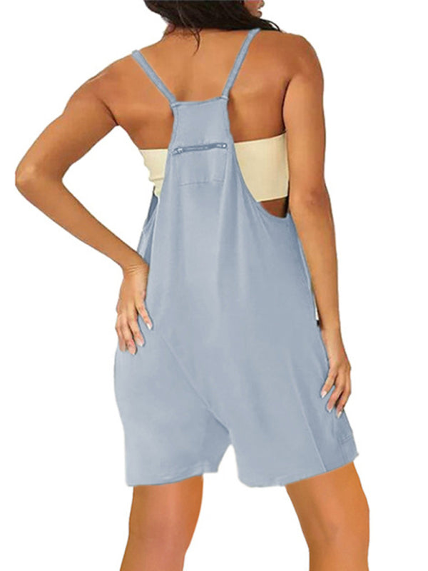 Zipper Pocket Suspenders Jumpsuit Overalls