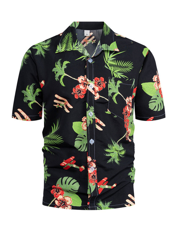 Summer new seaside casual Hawaiian short-sleeved shirt men's beach seaside