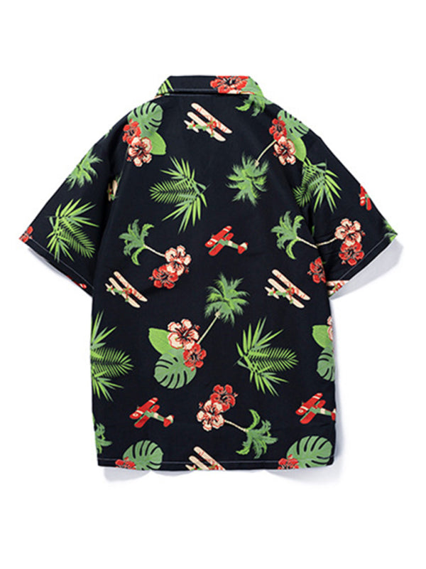 Summer new seaside casual Hawaiian short-sleeved shirt men's beach seaside