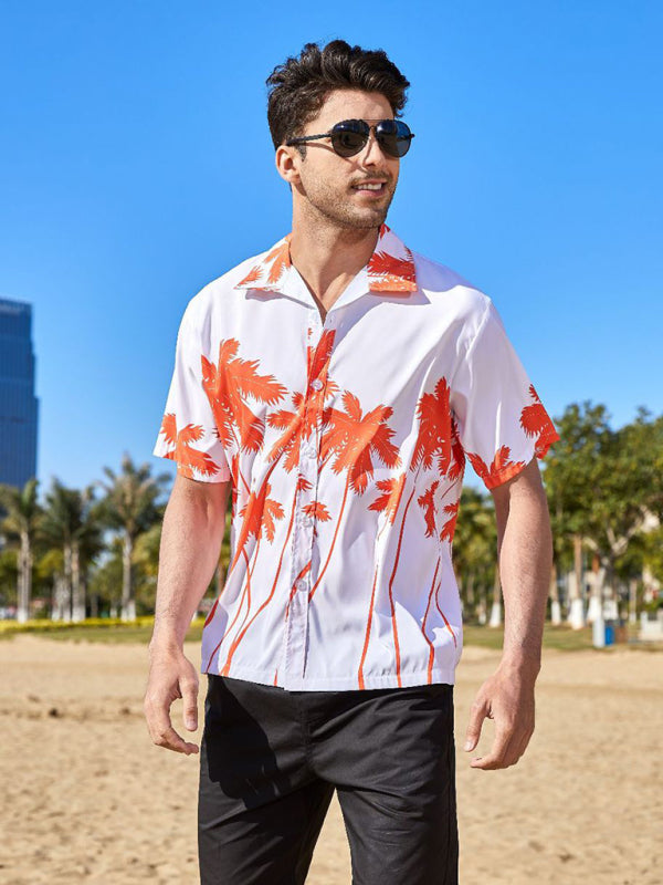 Summer new seaside casual Hawaiian short-sleeved shirt men's beach seaside