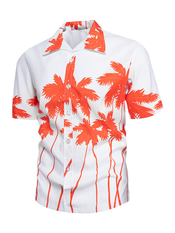 Summer new seaside casual Hawaiian short-sleeved shirt men's beach seaside