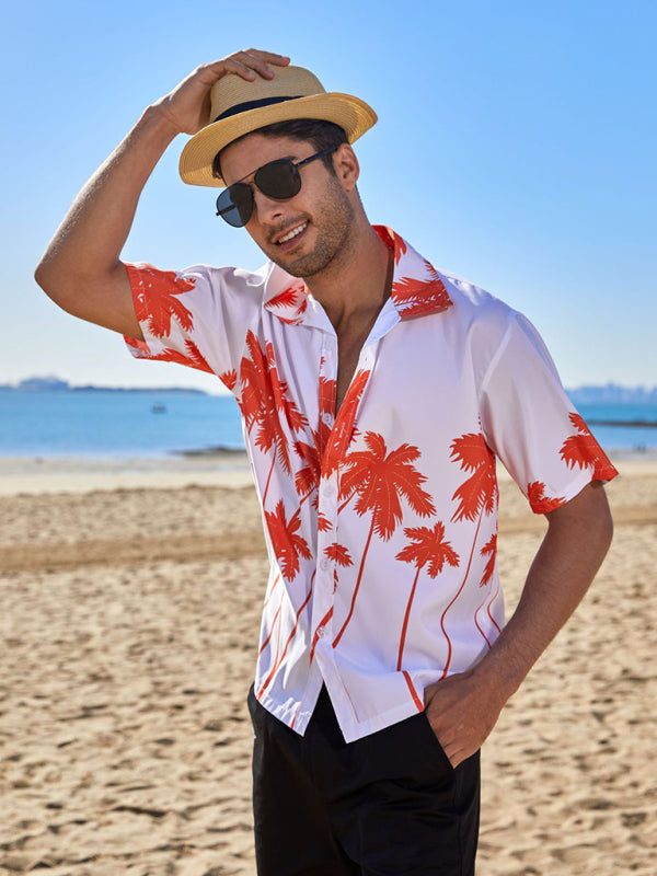 Summer new seaside casual Hawaiian short-sleeved shirt men's beach seaside