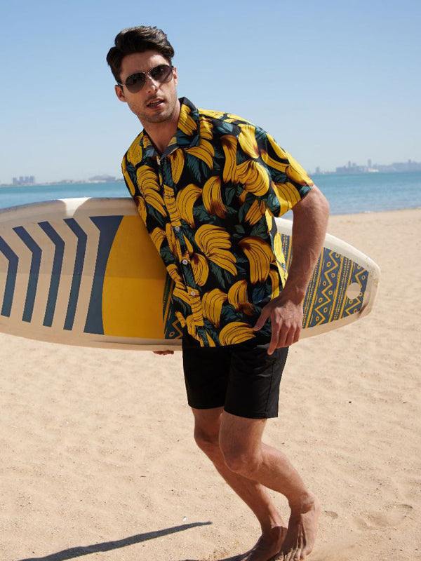 Summer new seaside casual Hawaiian short-sleeved shirt men's beach seaside