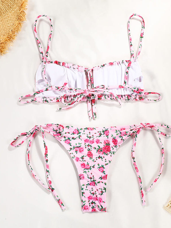 Sexy small fresh printed strappy bikini new