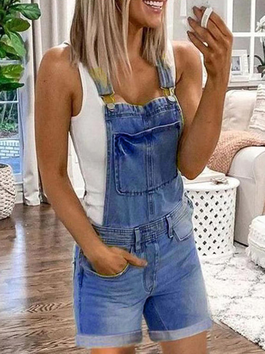 Women's Denim Overalls Sexy Fashion Washed Denim Shorts