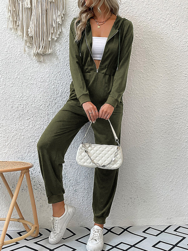 New women's solid color workwear casual jumpsuit