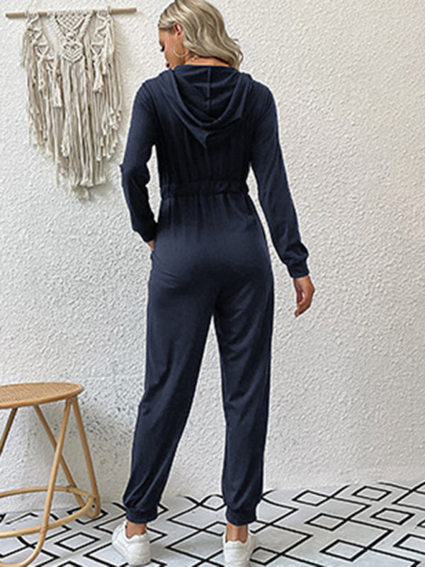 New women's solid color workwear casual jumpsuit