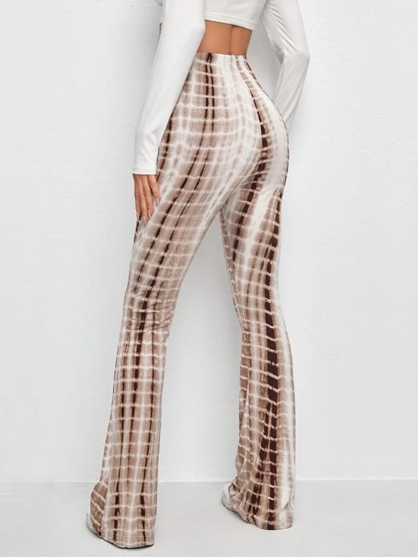 Printed Slim Hip Lift Stretch Casual Flared Trousers