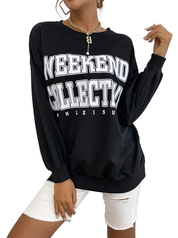 Women Casual Letter Print Hoodie Sweatshirt