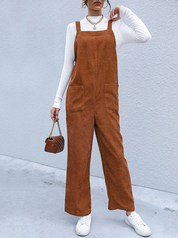 Spring-Summer Casual Knit Pocket Jumpsuit