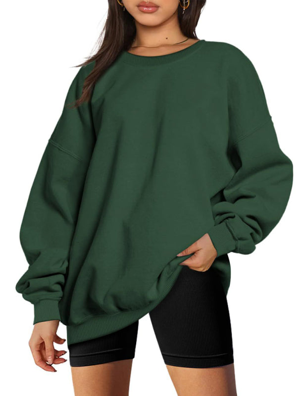 Round neck pullover loose casual velvet sweatshirt