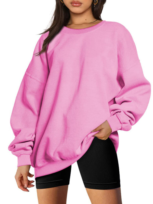 Round neck pullover loose casual velvet sweatshirt