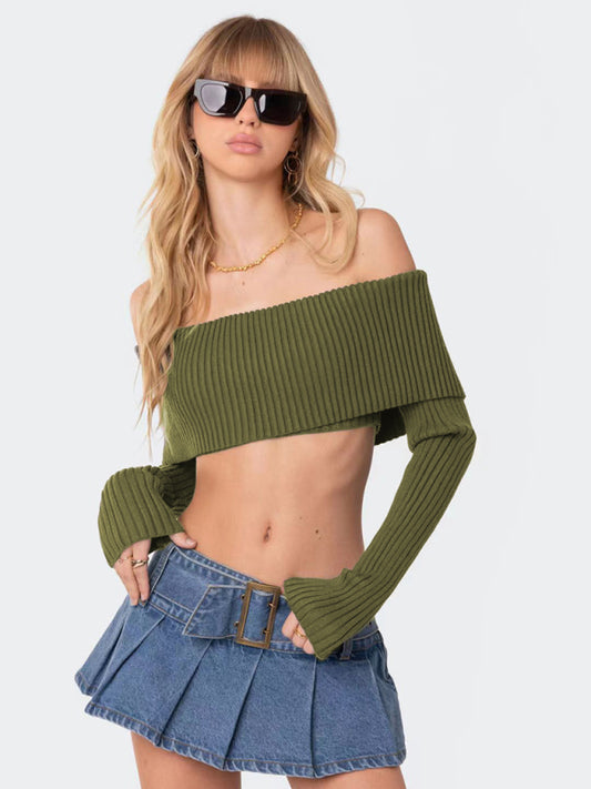 New comfortable and sexy woolen chest-wrapped long-sleeved sweater