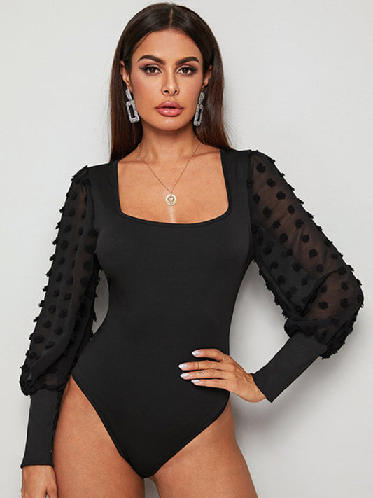 Elegant Sheer Sleeve Knit Bodysuit