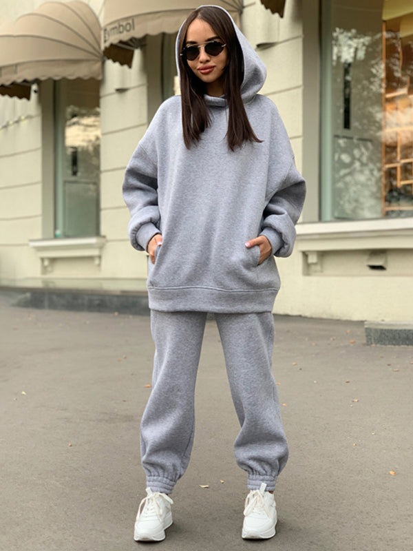 Women's casual hooded sweatshirt two-piece set