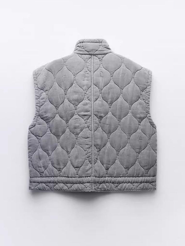 New women's stand collar sleeveless cotton vest vest