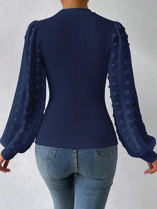 Women's New Fashionable Round Neck Spliced Long Sleeve Sweater